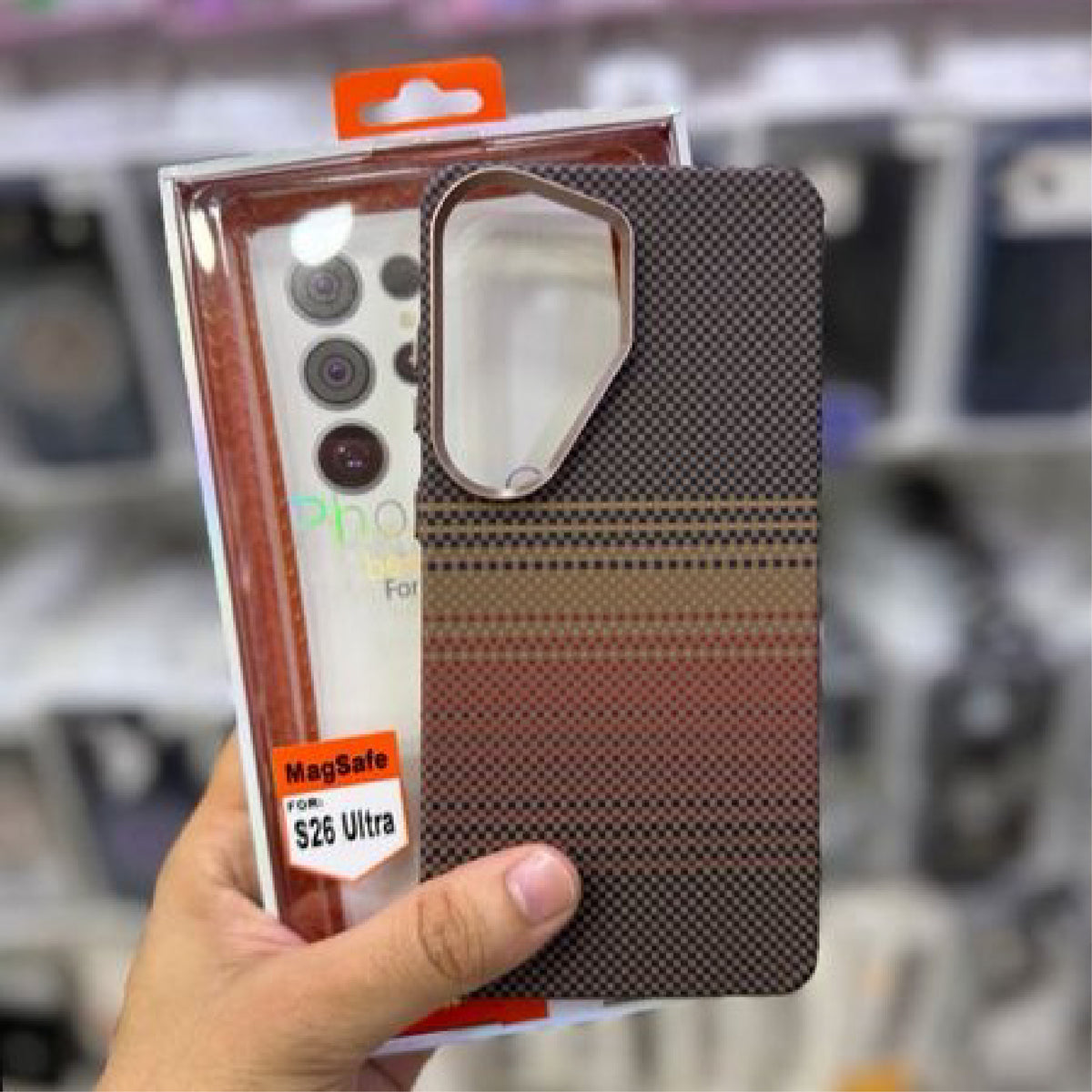 Luxo Brown Line Carbon MagSafe Case