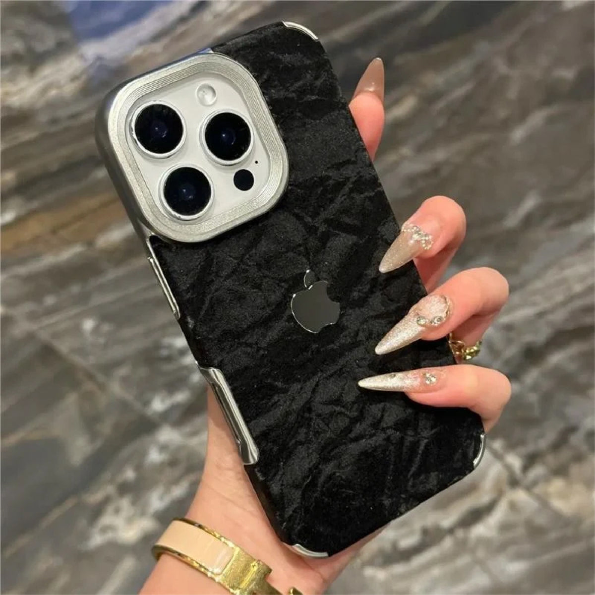 Luxe Velvet Texture Case — iPhone 11–17 Pro Max