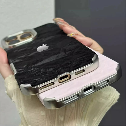 Luxe Velvet Texture Case — iPhone 11–17 Pro Max