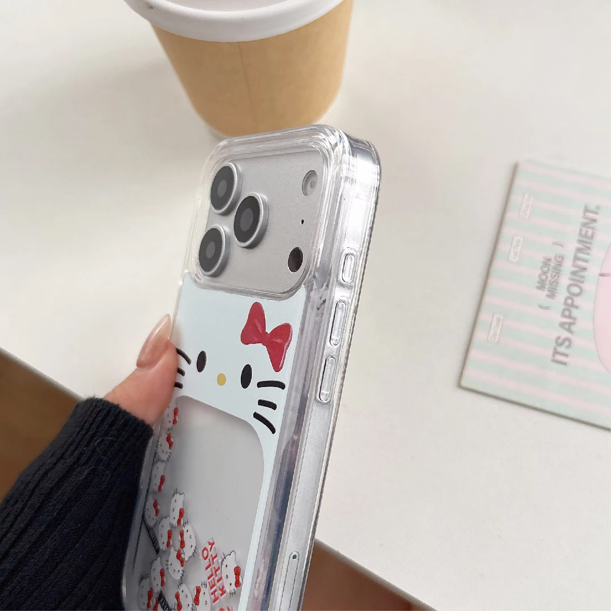 Hello Kitty Glitter Flow Case — iPhone 11–17 Pro Max