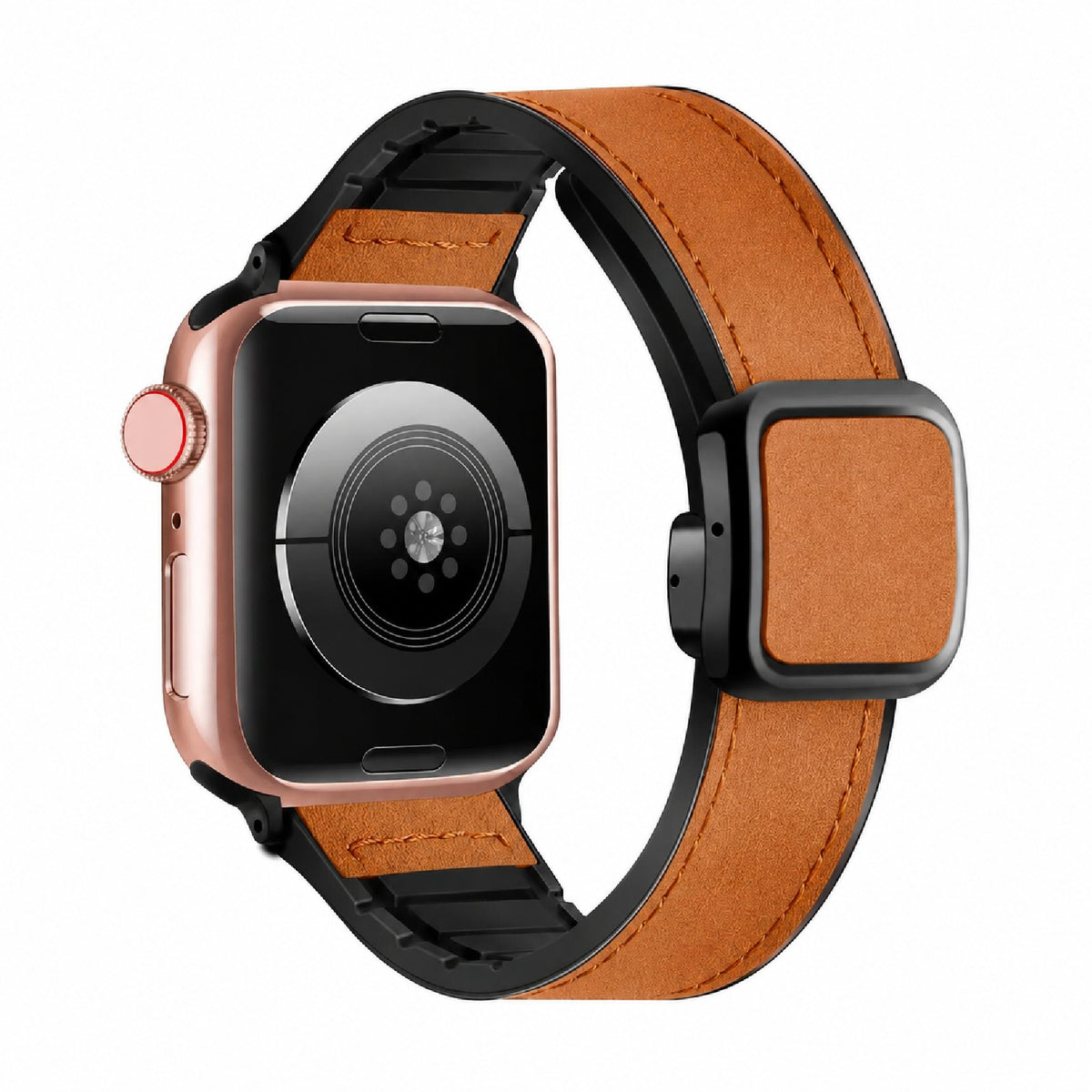 Leather Magnetic Strap with Stylish Square D-Buckle Lock For Apple Watch From 38mm to 49mm
