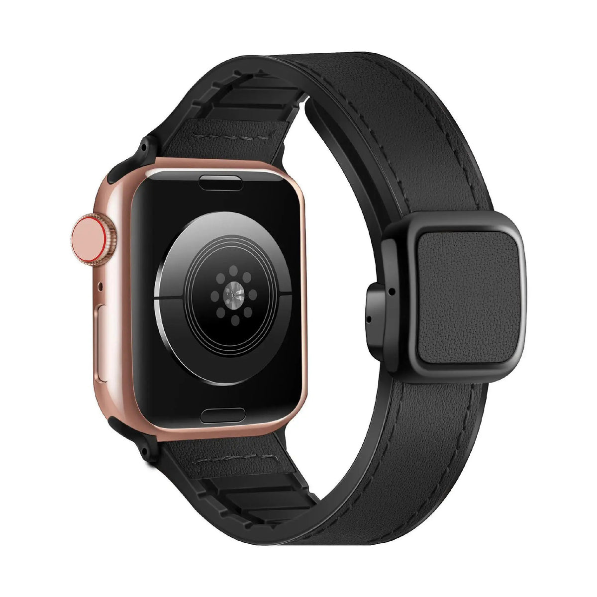 Leather Magnetic Strap with Stylish Square D-Buckle Lock For Apple Watch From 38mm to 49mm