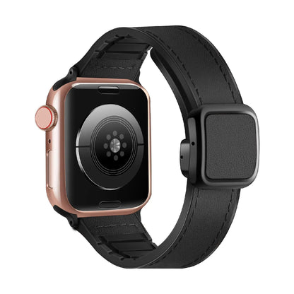 Leather Magnetic Strap with Stylish Square D-Buckle Lock For Apple Watch From 38mm to 49mm
