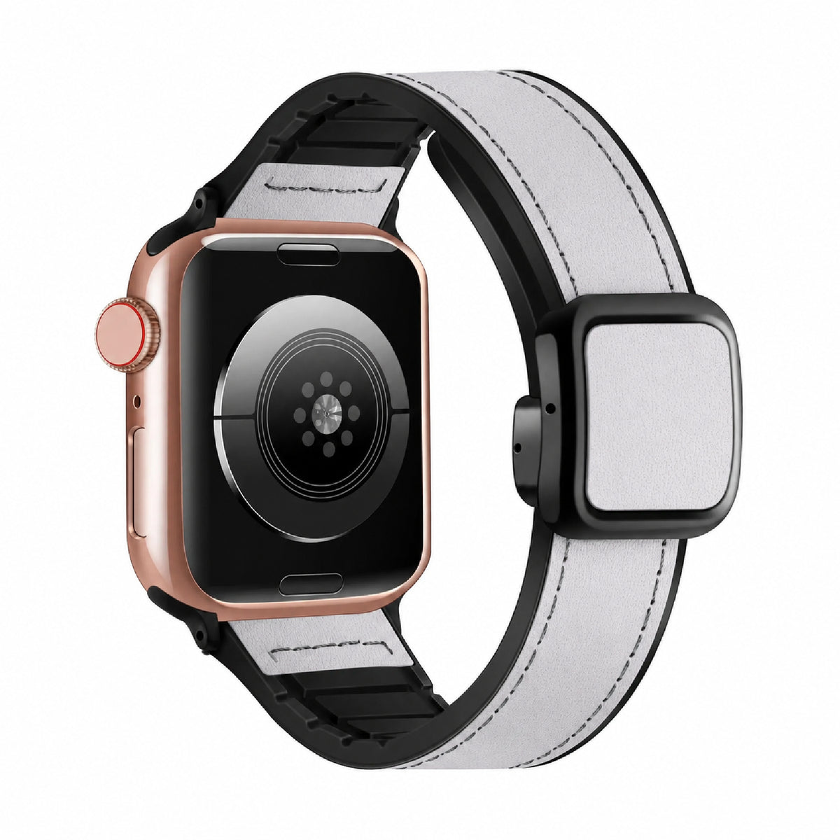 Leather Magnetic Strap with Stylish Square D-Buckle Lock For Apple Watch From 38mm to 49mm