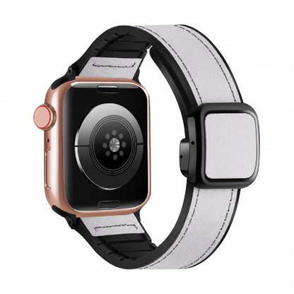 Leather Magnetic Strap with Stylish Square D-Buckle Lock For Apple Watch From 38mm to 49mm