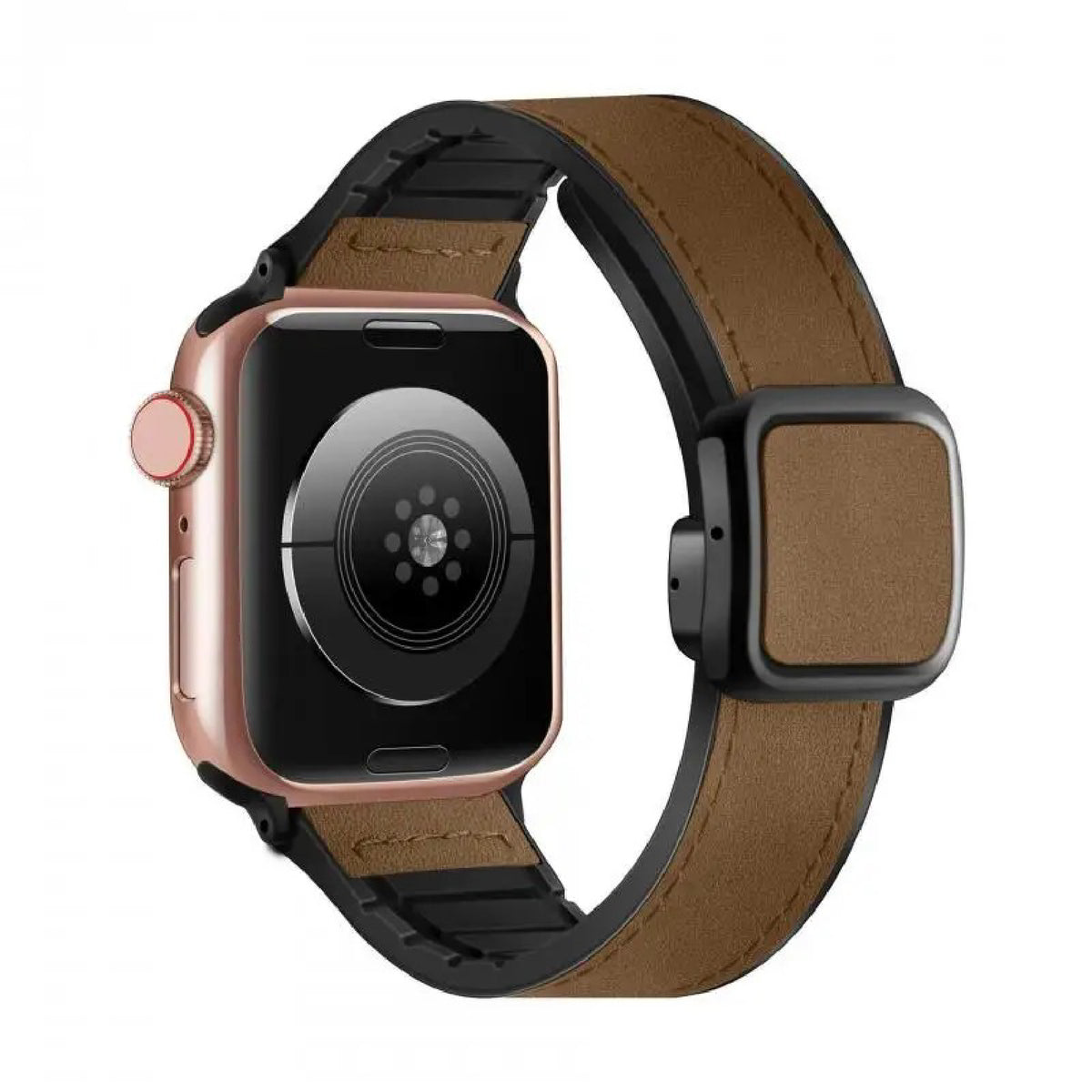 Leather Magnetic Strap with Stylish Square D-Buckle Lock For Apple Watch From 38mm to 49mm