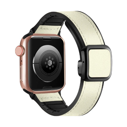 Leather Magnetic Strap with Stylish Square D-Buckle Lock For Apple Watch From 38mm to 49mm