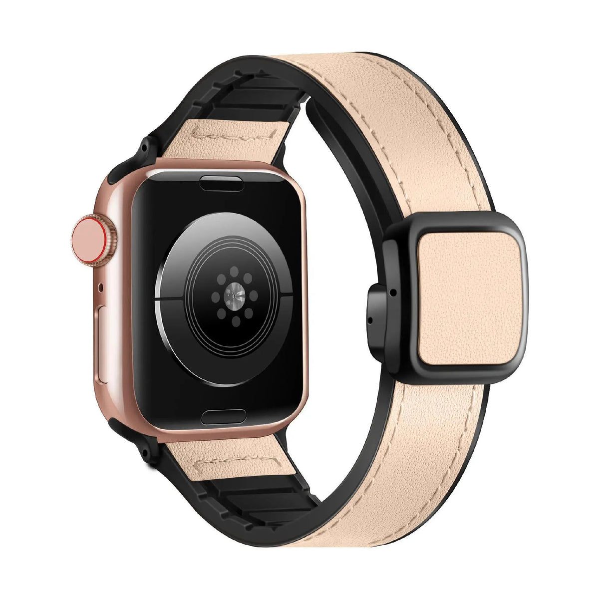 Leather Magnetic Strap with Stylish Square D-Buckle Lock For Apple Watch From 38mm to 49mm