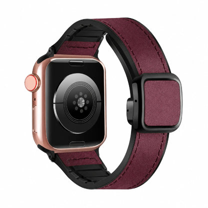 Leather Magnetic Strap with Stylish Square D-Buckle Lock For Apple Watch From 38mm to 49mm