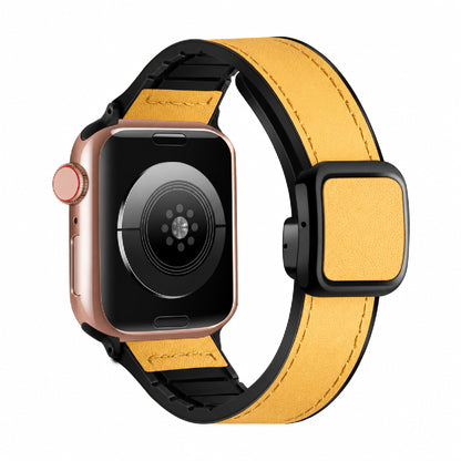 Leather Magnetic Strap with Stylish Square D-Buckle Lock For Apple Watch From 38mm to 49mm